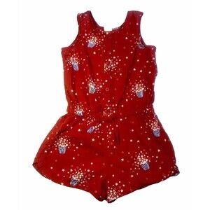 GAP Fourth of July Girls Red Popcorn Star Print Shorts Romper Size 5 Toddler